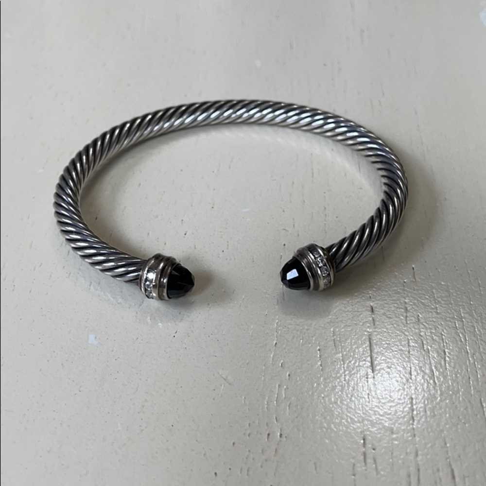 David Yurman 5mm diamond and onyx cable bracelet